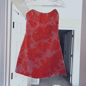 Showpo - Strapless Mini Dress- Brailey Orange Jacquard